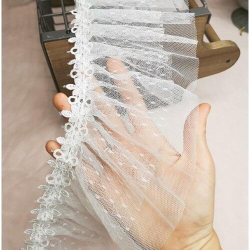 1 Meter Pink Green Lace Trim Lace Ribbon DIY Clothes Accessories Wedding Dress Curtain Sewing Lace Fabric 18.5cm Width