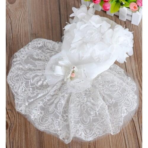 Summer Cute Bling White lace Dog puppy luxury dress pet cat Tutu skirt Princess wedding Dress dog chihuahua clothes dog bride