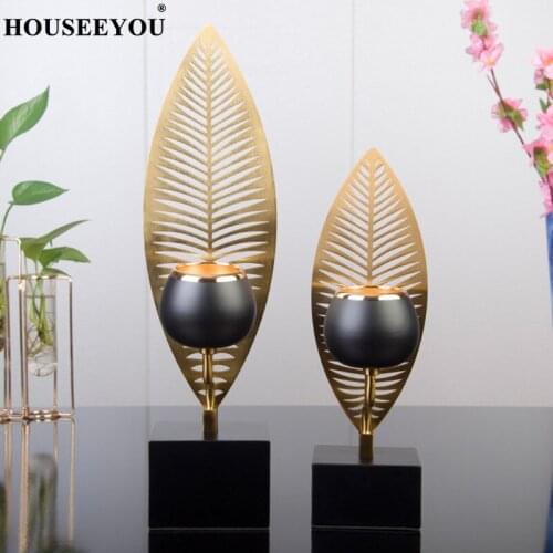 Retro Leaf Iron Candle Holder Candlestick Metal Plant Leaves Candelabra Table Centerpiece Home Decoration