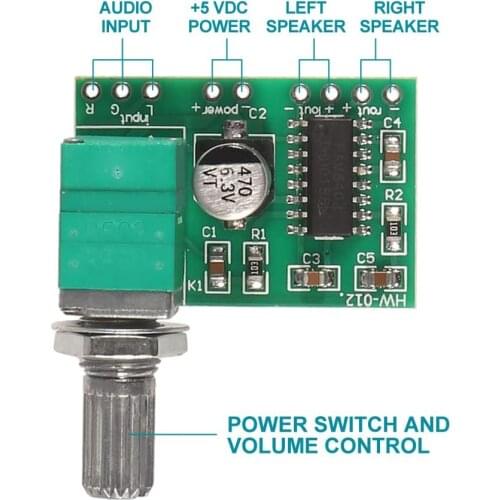 Mini PAM8403 DC 5V Power Audio Amplifier Board Digital Power Amp Module 2 Channel 3W+3W Volume Control with Potentiometer