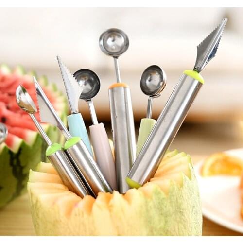 1pc multifunctional fruit tool ball digger stainless steel corrugated carving knife kitchen accessories kitchen gadgets