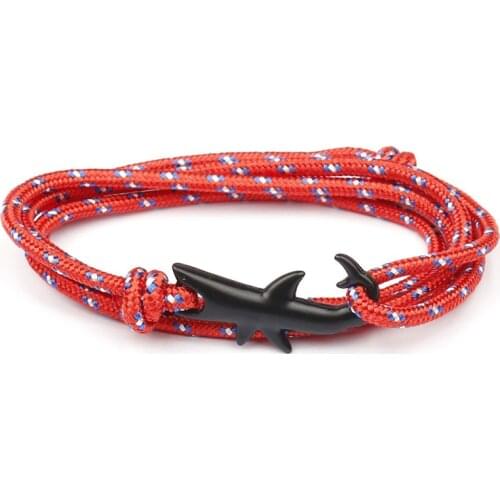 Fashion Ocean Shark Bracelets Men Student Double Layer Adjustable Charm Braslet Homme Hand Accessories Paracord Braclet For Him