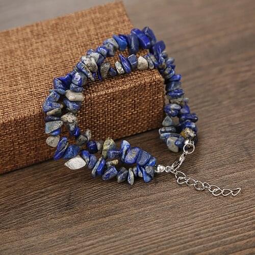 Fashion Natural Crushed Stone Couple Bracelet Crystal Crushed Stone Bead Gift Female Irregular Boho Bangles Meaning Auspicious