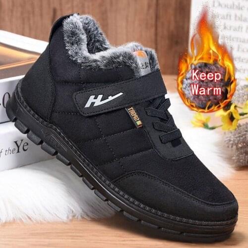 WEH winter men boots with fur warm Mens Shoes Sneaker Ankle Boots Snow Boots Flat Casual 2021 trending Plush Fur Boots for Men