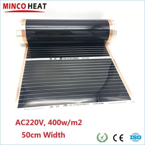 MINCO HEAT All Sizes 400w/m2 Far Infrared Heating Film Warm Mat for Underfloor Heating System High Temperature