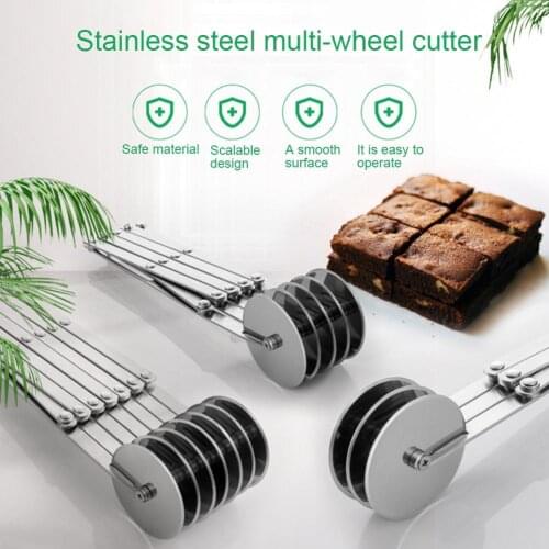 Stainless Steel 3/5/7 Wheels Roller Dough Cutter Pasta Knife Pastry Baking Tool Household Pizza Knife Cake For Waffle Cookies