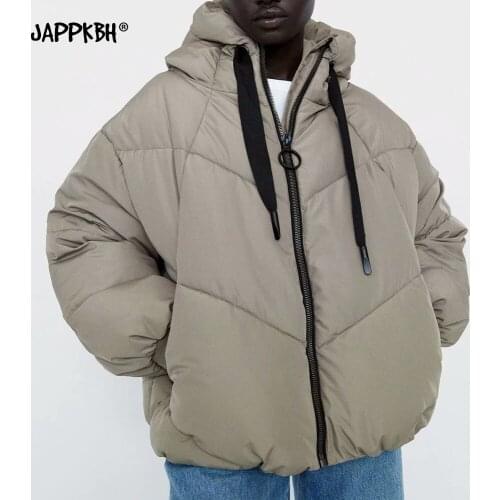 2021 Winter New Hooded Parkas Women Loose Warm Down Jacket Female Cotton Padded Jacket Woman Coat Zipper Thick Casual Parka