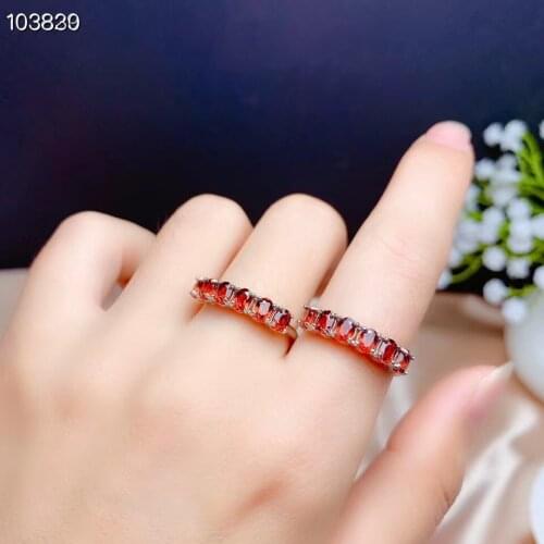 Simple garnet ring, bamboo style, exquisite and beautiful. 925 Sterling silver, package, cheap