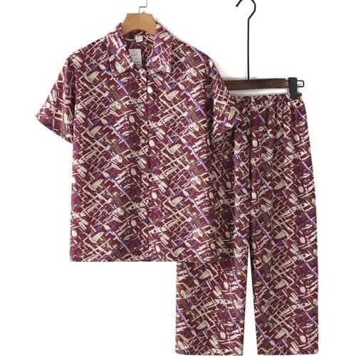 2021 Colorful Womens Pajamas For Sleep Colorful Trouser Suits Fashion Brief Lounge Home Female Short-Sleeve Nightie Large Size