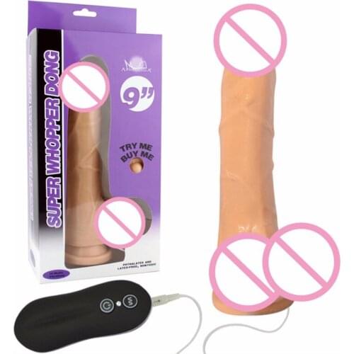 9" Realistic Plus Size Dong Series Sex Toys 10 Modes Vibrating Ribbed Dildos Penis Adult Sex Products for Women HC84010