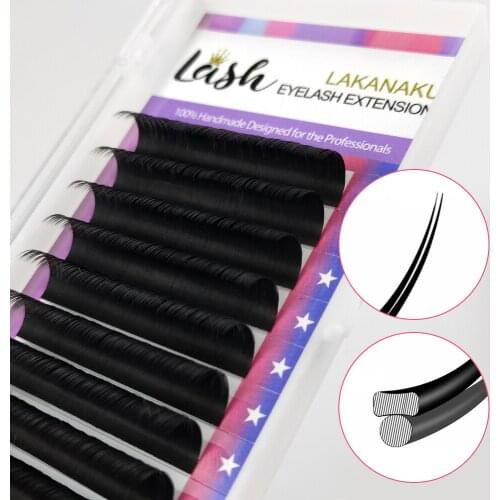 LAKANAKU Matte Flat Lashes Extension Soft Fake Mink Individual Volume Lash 0.20 8-15mm Natural Light Ellipse Eyelashes