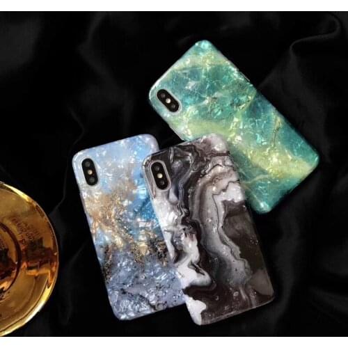Luxury chic marble phone case for iphone 7 cover for iphone x 6 6s 7 8 plus coque funda soft Conch Shell for iphone x xsmax xr