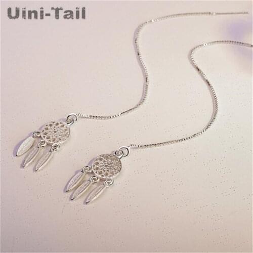 Uini-Tail new 925 sterling silver Korean literary temperament dream catcher ear line personality hollow earrings wholesale GN364