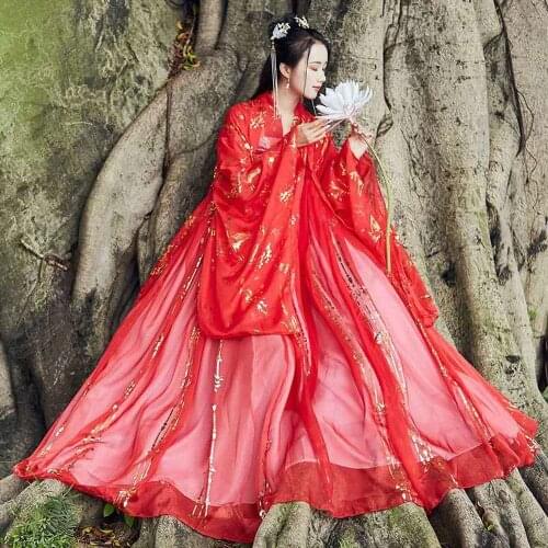 Fairy Hanfu Costume Cosplay Student Rave Outfit Festival Chinese Traditional Dress Hanfu Women Red Stage Performance Clothing