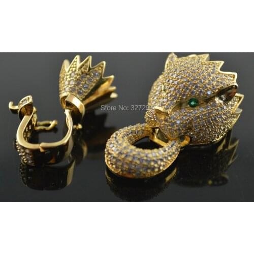 Leopard Heads Jewelry Connector & Clasp With Full Of Cz Paved Pendant Gold Jewelry Making Materials 5pc/lot