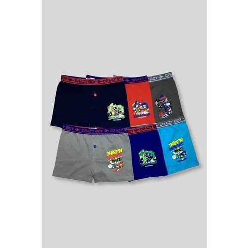Passion Male Child Spandex Printed Boxer 6'lı Package