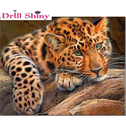 Drill Shiny mosaic full diamond painting Leopard in woods diamond embroidery animal cross stitch Square rhinestone paste sets