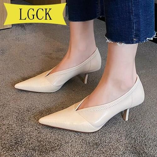 Plus Size 34-43 Women Shoes Stilettos Brand Women Pumps Office Ladies Working Shoes Solid Pointed Toe Dress Shoes Spring Autumn