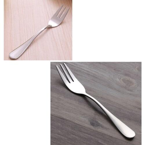 Fashion Stainless Steel Cake Fork Fruit Dinner Dessert Party Convenient Novelty Cutlery Three-tooth
