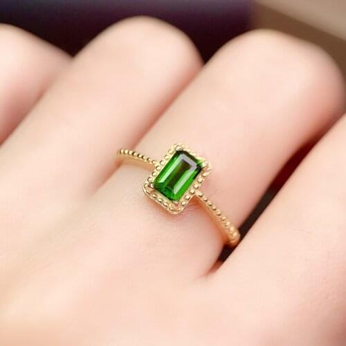 Vintage Green Zircon Gold Rings Adjustable Size Fashion Minimalist Design Promise Bride Jewelry For Women Wedding Engagement
