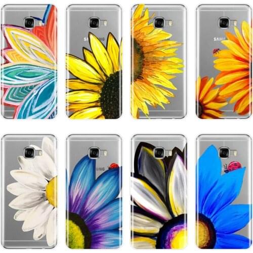 Back Cover For Samsung Galaxy C5 C7 C9 Pro Soft Silicone Yellow Sunflower White Blue Phone Case For Samsung Galaxy C5 C7 C8 Case