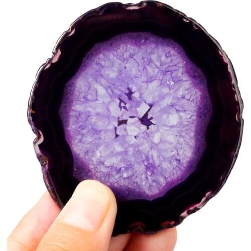 1Lot (5Pc) Natural Agate Slices Dyed Purple,Irregular Shape Crystal Geode Stone Slab Cards,Home Ornament Jewelry Making 1.5"-2"
