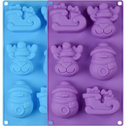 100pcs/lot Food grade cartoon christmas 6 cavities microware bakeware snow men silicone chocolate cake mold DIY SN2430