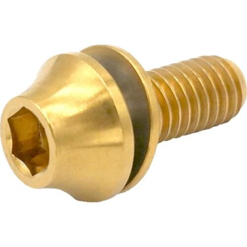 2 PCS M5x12mm Golden GR5 Titanium Cone Head Screw With Washer For Bike Bottle Cage