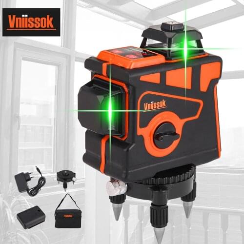 Лазерный уровень Vniissok, лазерный невелир горизонтальный и вертикальный 3D-лазер 12-линейный зеленый с автоматическим самовыра