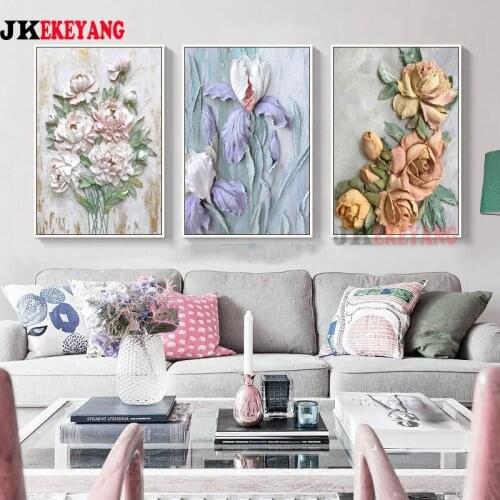 3pcs 5D Diy round/square diamond painting flower Diamond Mosaic Embroidery cross stitch Y4150