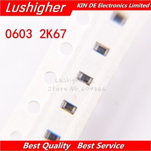 300PCS 0603 SMD Resistor 1% 2K67 Ohm 2670ohm