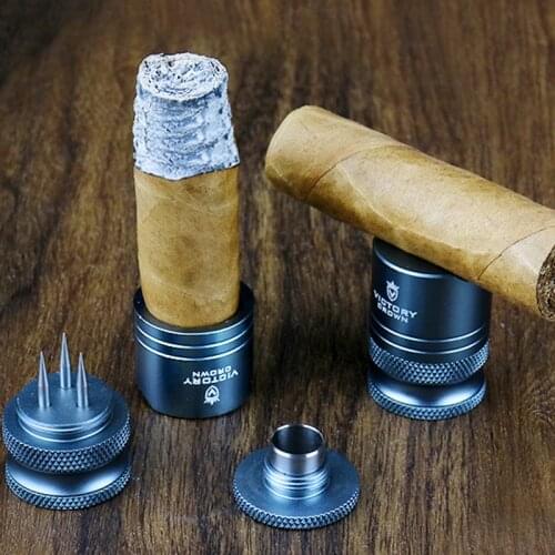 5 IN 1 Portable Cigar Gadgets Pocket Punch Cutter Metal Holder Bullet Hole Cut with Cigar Drill Needle Cigar Tools Accessories