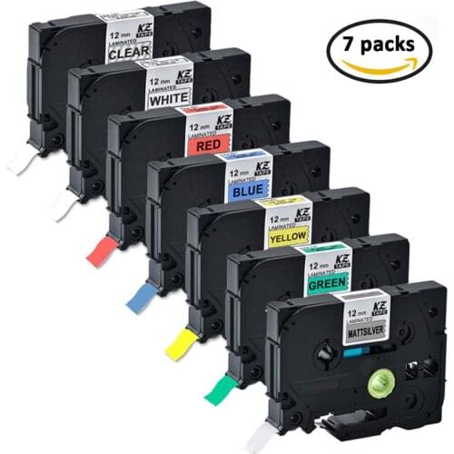 7pcs TZe-131 tze231 tz431 tze531 tze631 TZe-731 tze-m931 12mm label tape tze-231 brother P touch Pt-h105 Pt-h110 Pt-d210