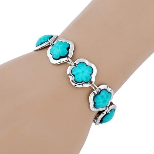 Antique Exquisite Flower Resin Lady Charm Bracelet Court Temperament Luxury Flower Hand Boho Jewelry Bracelets for Women
