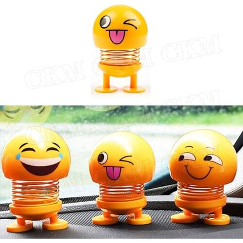 Car Decoration Creative Car interior Cute Expression Bag Personality Spring Shake Head Doll For Universal Car