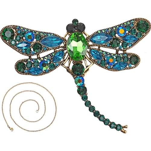 Freeshipping high quality Fashion Dragonfly Charms Chic Necklace With Chain Rhinestones Inlaid 7 colors