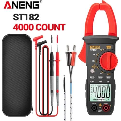 Digital Clamp Meter AC Current Multimeter DC/AC Voltage Ammeter Voltage Tester Amp Hz Capacitance NCV Ohm Test ST182 Meter