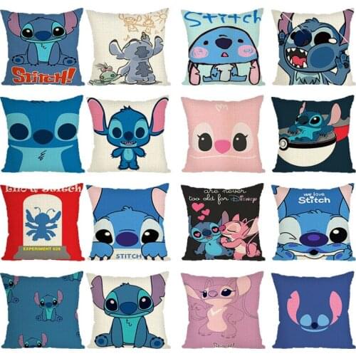 45cm Disney Stitch Sofa Cushion 3D Printing Home Decoration Square Cartoon Anime Pillowcase Cover Bedroom Pillow Cover Gifts