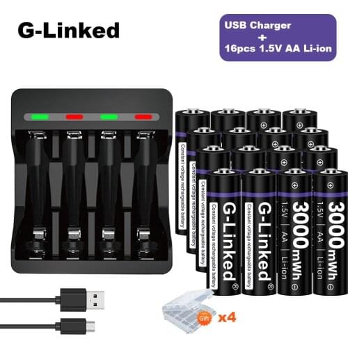 8-16pcs original AA 1.5v Rechargeable Battery 3000mWh AA Battery 1.5v AA LI-ion Rechargeable Battery For RC Detector Battery AA