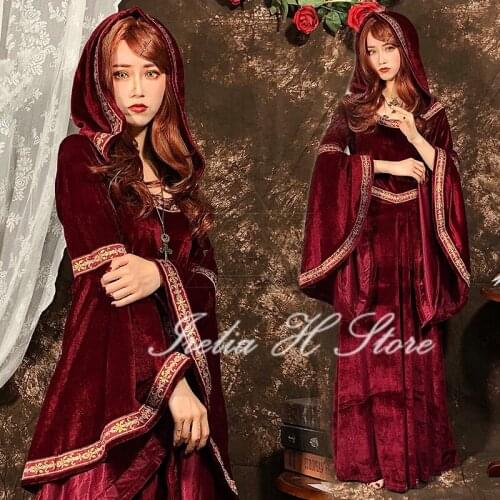 Irelia H Store Halloween Cosplay Vampire Dress Magicians Witches Red Dress Cosplay Costume Halloween Costume