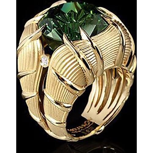 New Arrive Vintage Personality Rings for Men High Quality Leaves Inlay Ring Jewelry Gift Green AAA CZ Rings