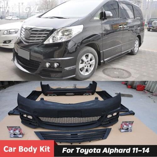 PP Unpainted Car Body Kit Front Rear Bumper Fender Side Skirts For Toyota Alphard Facelift WD Style 2011-2014