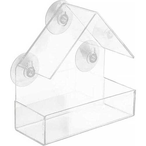 Bird Feeder Acrylic Transparent Window Viewing Bird Feeders Tray Birdhouse Pet Birdhouse Suction Cup Mount House Type Feeder