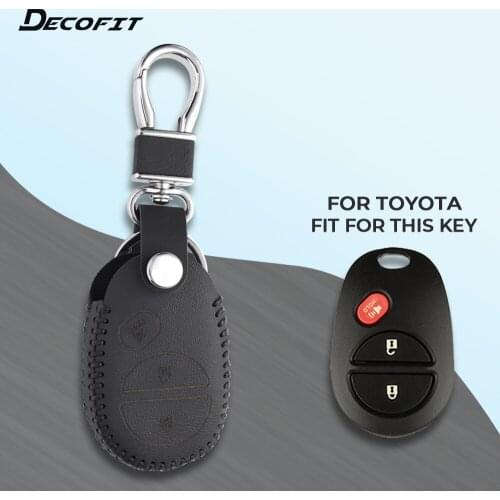Leather Key Cover for Toyota Sienna Tacoma Tundra Sequoia Remote Replacement Case Car Styling Keychain Keybag Shell Fob