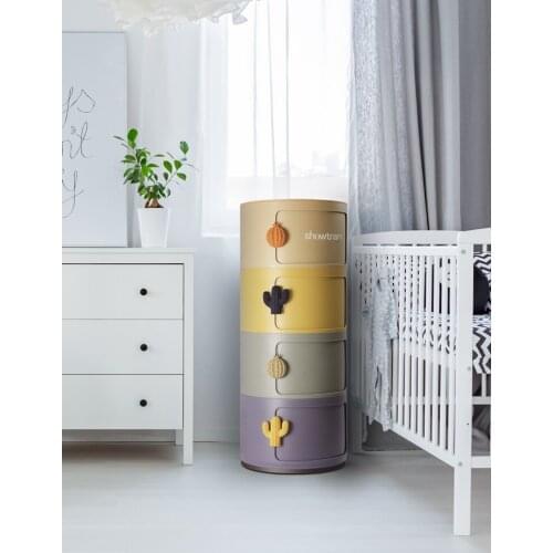 Zq Storage round Cabinet Children Wardrobe Storage Cabinet Resin Plastic Bedside Table