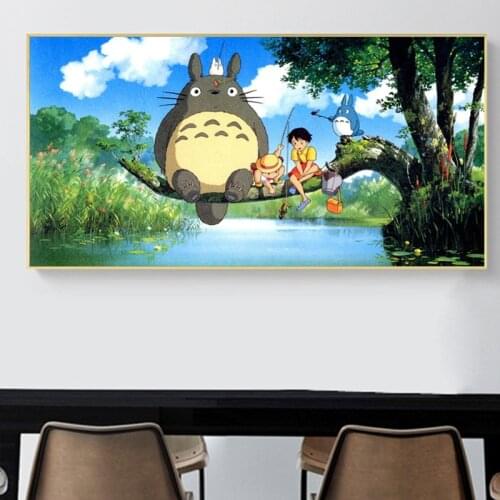 Miyazaki Hayao Totoro Cartoon Art Painting Poster and Modern Art Wall Painting for Kids Gift Bedroom Wall Picture Home Decor
