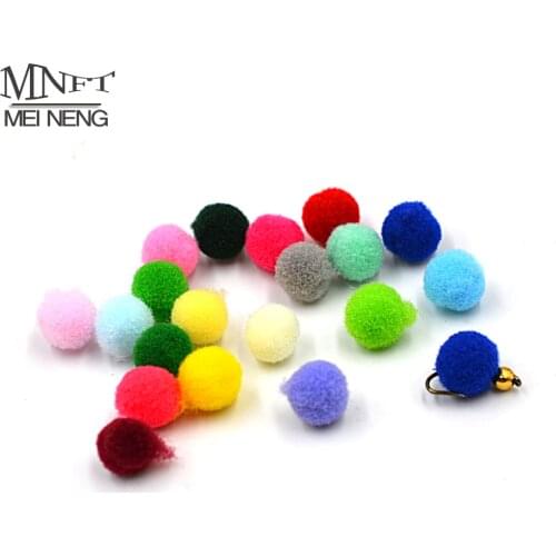 MNFT 500Pcs 8mm Egg Fly Flies Fishing Lures Mixed Colour Plush Ball Bait DIY Material Roe Imitate Natural Salmon Trout Lure