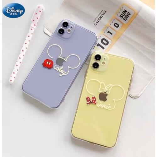 Cute line Cartoon mouse Liquid silicone black Phone Case For iPhone11 12 Pro XS Max Soft Back Cover Capa zz0620