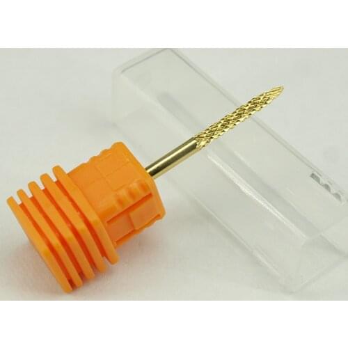 High quality Golden Medium 1pcs Under Nail Cleaner Bit carbide nail file drill bit nail art salon tools