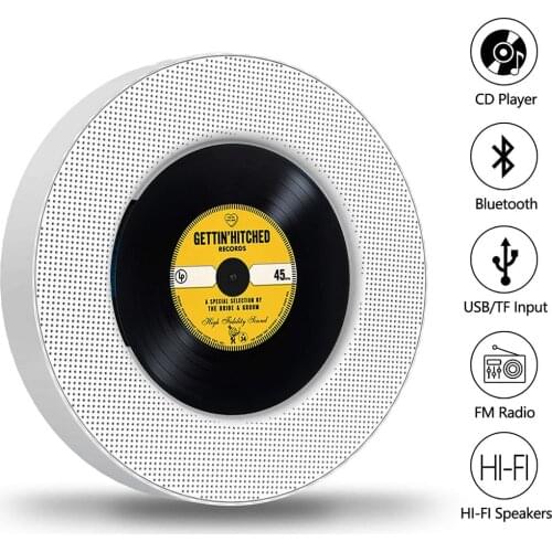 Wall-Mount/Desk Stand CD Player Bluetooth Home Audio Boombox With Remote Control Portable Radio Built-in HiFi Speaker MP3 Player